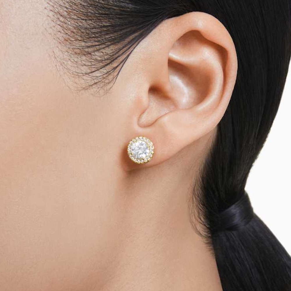 ✨ Gold Plated Stud Earrings with Silver Centerpiece✨